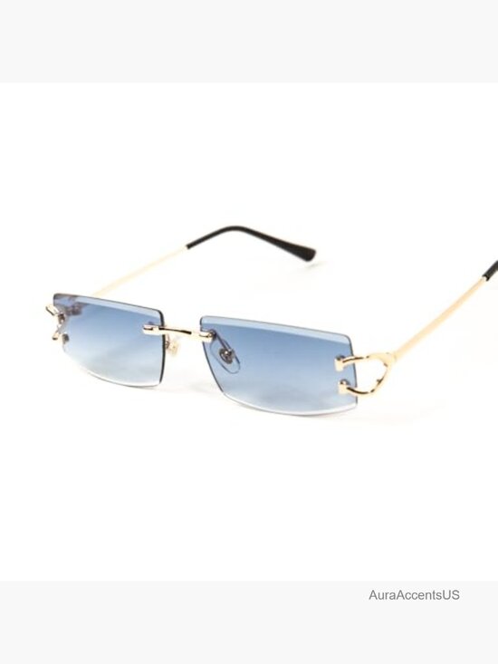 Rimless Square Sunglasses Retro Trendy Hip Hop Frameless Shades Gold Frame